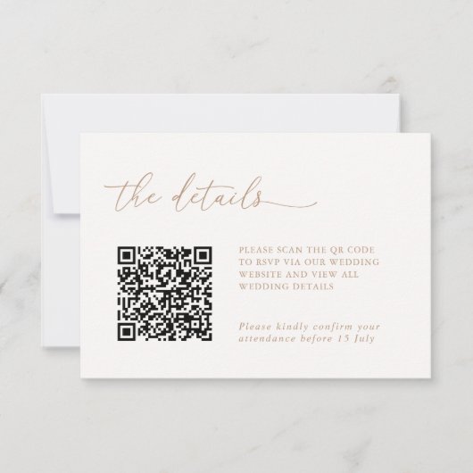 Minimalist Details & QR Code Wedding RSVP Card (Vorderseite)