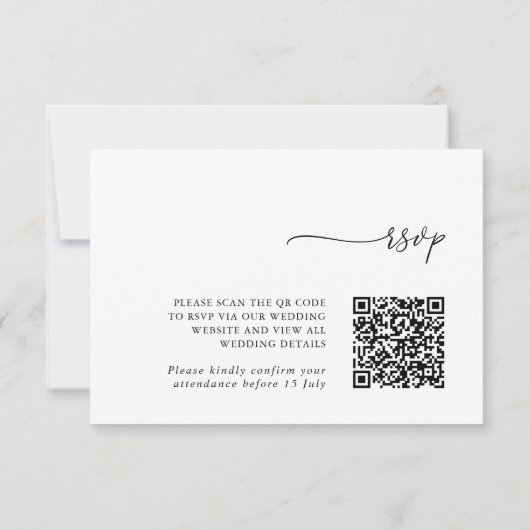 Minimalist Details & QR Code Wedding RSVP Card Karte (Rückseite)