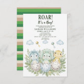 minimalist Dinosaur Baby Shower party boy Roar Einladung (Vorne/Hinten)