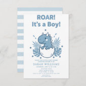 minimalist Dinosaur Baby Shower party boy Roar Einladung (Vorne/Hinten)