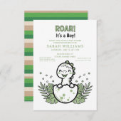 minimalist Dinosaur Baby Shower party boy Roar Einladung (Vorne/Hinten)