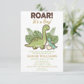 minimalist Dinosaur Baby Shower party boy Roar Einladung (Stehend Vorderseite)