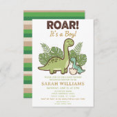 minimalist Dinosaur Baby Shower party boy Roar Einladung (Vorne/Hinten)