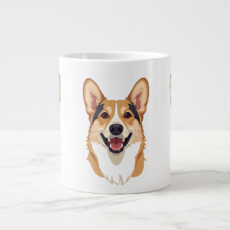 Minimalist Dog Face Outline Corgi Shepherd Mug Jumbo-Tasse