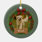Minimalist Dog Holiday Christmas Photo Keramik Ornament (Hinten)