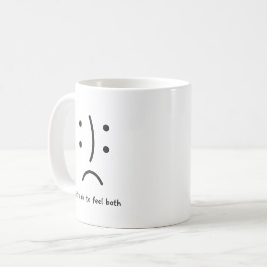 Minimalist Dual Emotion Face Mug Kaffeetasse (Vorderseite Links)
