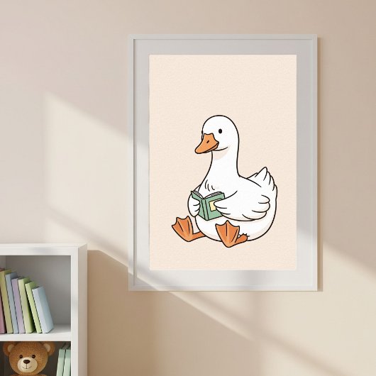 Minimalist Duck Art Print, Cute Duck Wall Decor Poster