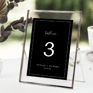 Minimalist Dunkle schwarze Hochzeitstisch-Nummer Tischnummer