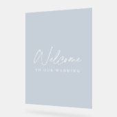 Minimalist Dusty Blue Acrylic Wedding Welcome Sign Acrylschild (Winkel)