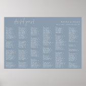 Minimalist Dusty Blue Alphabetical Seating Chart Poster (Vorne)