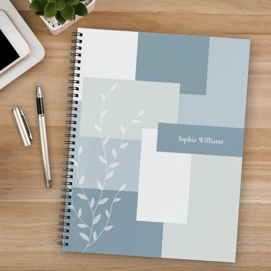 Minimalist Dusty Blue Botanical Journal Notebook Notizblock