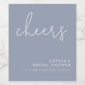 Minimalist Dusty Blue Bridal Shower Weinetikett (Einzelnes Label)