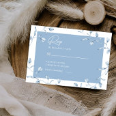 Minimalist Dusty Blue Chinoiserie Floral Wedding Begleitkarte