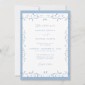 Minimalist Dusty Blue Chinoiserie Floral Wedding Einladung (Vorderseite)