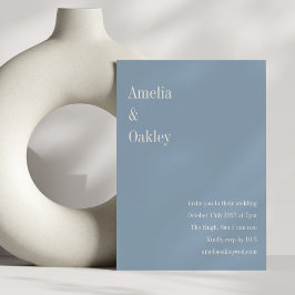 Minimalist Dusty Blue Elegant Chic Modern Wedding Einladung