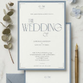 Minimalist Dusty Blue Elegant Monogram Wedding  Einladung