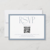 Minimalist Dusty Blue Elegant Monogram Wedding  RSVP Karte (Vorderseite)