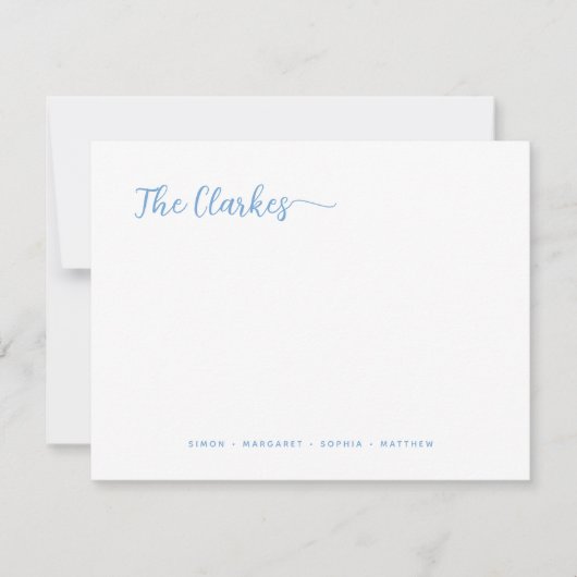 Minimalist Dusty Blue Family Stationery Mitteilungskarte (Vorderseite)