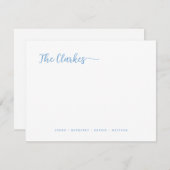 Minimalist Dusty Blue Family Stationery Mitteilungskarte (Vorne/Hinten)