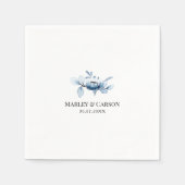 Minimalist Dusty Blue Floral Wedding Party Serviette (Vorderseite)
