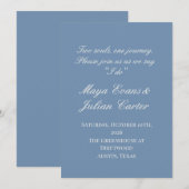  Minimalist Dusty Blue & Warm White Wedding  Einladung (Vorne/Hinten)