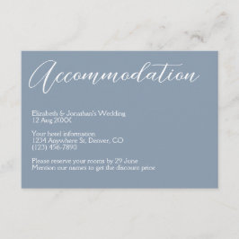 Minimalist Dusty Blue Wedding Accommodation Begleitkarte