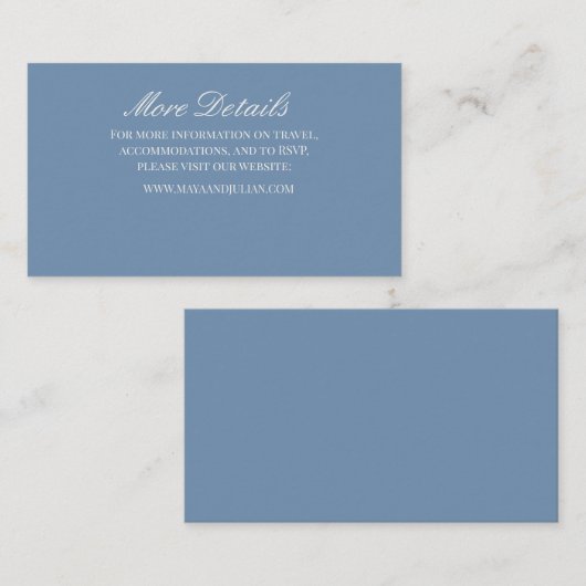 Minimalist Dusty Blue Wedding Begleitkarte (Vorne/Hinten)