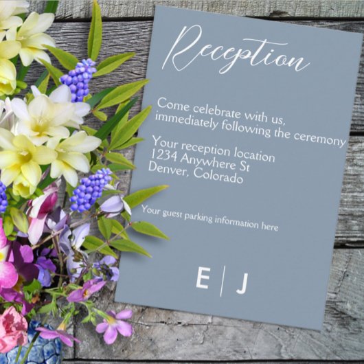 Minimalist Dusty Blue Wedding Begleitkarte