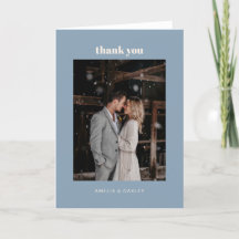 Minimalist Dusty Blue Wedding Photo Folded