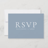 Minimalist Dusty Blue Wedding RSVP Card Karte (Rückseite)