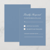 Minimalist Dusty Blue Wedding RSVP Card  Karte (Vorne/Hinten)