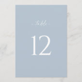 Minimalist Dusty Blue Wedding Table Number Sign Einladung (Vorderseite)