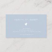 Minimalist Dusty Blue White Heart Barber Name Visitenkarte (Rückseite)