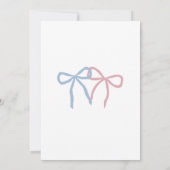 Minimalist Dusty Pink Blue Ribbon Gender Reveal Einladung (Rückseite)