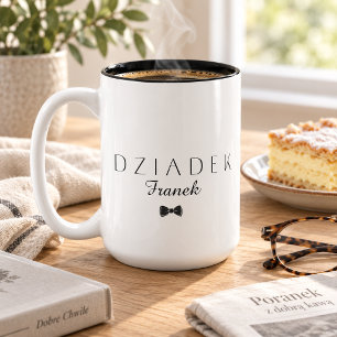 Minimalist Dziadek [Name] Zweifarbige Tasse