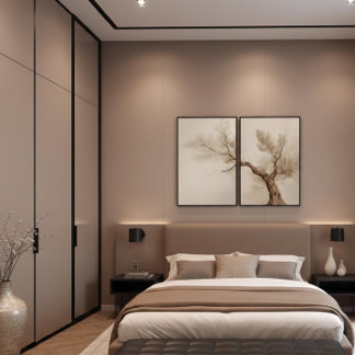 Minimalist Earth Tone Watercolor Tree Bilderwand Sets