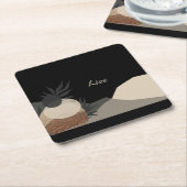 Minimalist Earth Tones Boho "Live"  Rechteckiger Pappuntersetzer (angewinkelt)