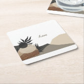 Minimalist Earth Tones Boho "Live"  Rechteckiger Pappuntersetzer (angewinkelt)