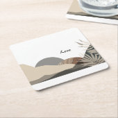 Minimalist Earth Tones Boho "Love"  Rechteckiger Pappuntersetzer (angewinkelt)