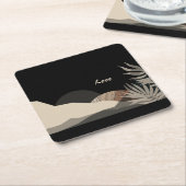 Minimalist Earth Tones Boho "Love"  Rechteckiger Pappuntersetzer (angewinkelt)