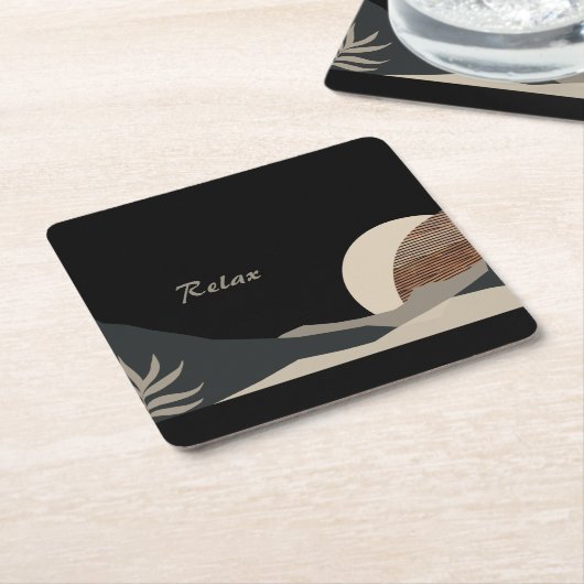 Minimalist Earth Tones Boho "Relax" Rechteckiger Pappuntersetzer (angewinkelt)