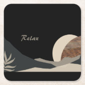 Minimalist Earth Tones Boho "Relax" Rechteckiger Pappuntersetzer (Vorderseite)