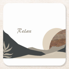 Minimalist Earth Tones Boho "Relax"  Rechteckiger Pappuntersetzer