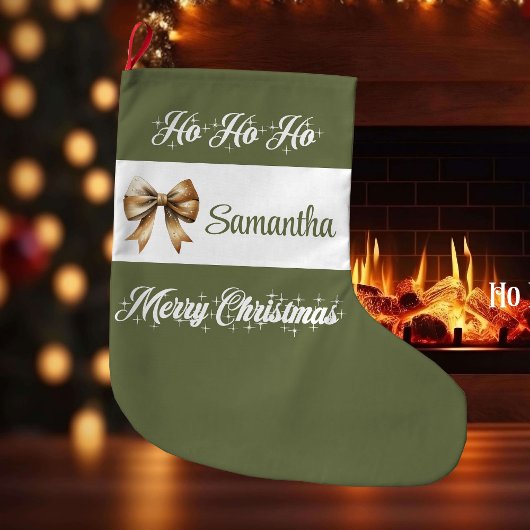 Minimalist Earthy Christmas Stocking Name Großer Weihnachtsstrumpf