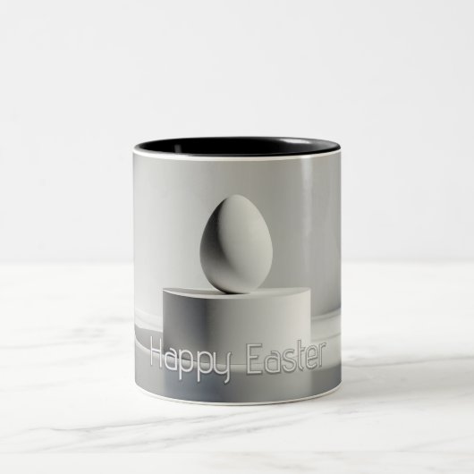 Minimalist Easter Egg on Modern Pedestal Zweifarbige Tasse (Mittel)