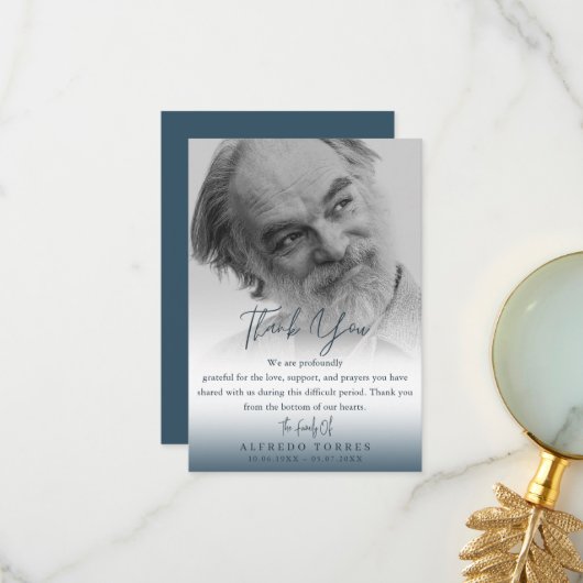 Minimalist Editable Color Photo Funeral Sympathy Dankeskarte (Vorderseite/Rückseite Beispiel)