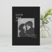 Minimalist Editorial Black White Photo Save the Date (Stehend Vorderseite)
