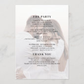 Minimalist Editorial Ivory Photo Wedding Program Programm (Rückseite)