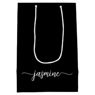 Minimalist Einfache Schwarze Monogramm Weibliche S Mittlere Geschenktüte