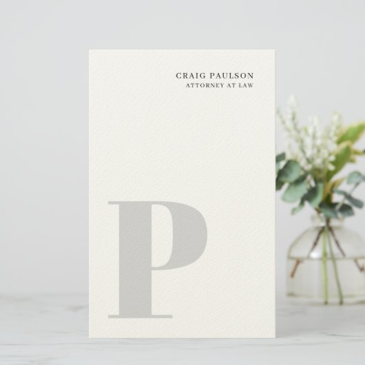 Minimalist einfaches modernes graues Monogramm Nam Briefpapier (Stehend Vorderseite)